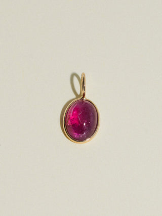 Sunburnt Kiss Pink Tourmaline Oval Cabochon Charm in Yellow 14k Gold