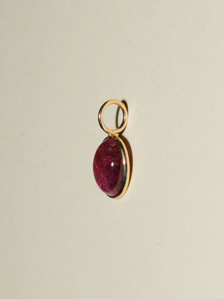 Pegasus Pink Tourmaline Oval Cabochon Charm in Yellow 14k Gold