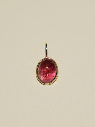 Pegasus Pink Tourmaline Oval Cabochon Charm in Yellow 14k Gold