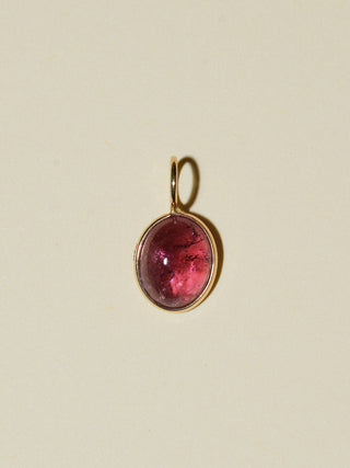 Pegasus Pink Tourmaline Oval Cabochon Charm in Yellow 14k Gold