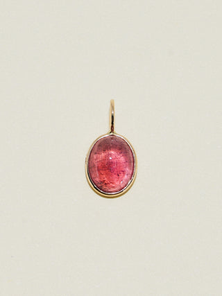 I didn't forget Pink Tourmaline Oval Cabochon Charm in Yellow 14k Gold