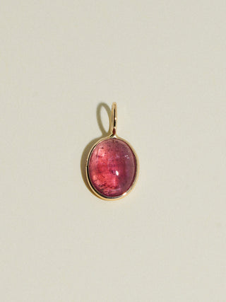 I didn't forget Pink Tourmaline Oval Cabochon Charm in Yellow 14k Gold