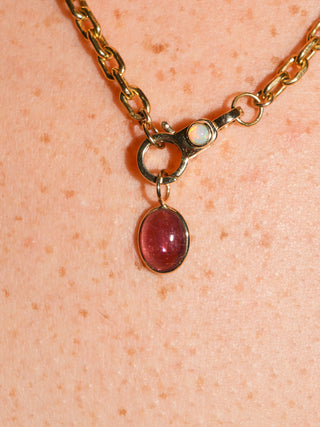 I didn't forget Pink Tourmaline Oval Cabochon Charm in Yellow 14k Gold