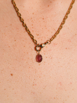 I didn't forget Pink Tourmaline Oval Cabochon Charm in Yellow 14k Gold