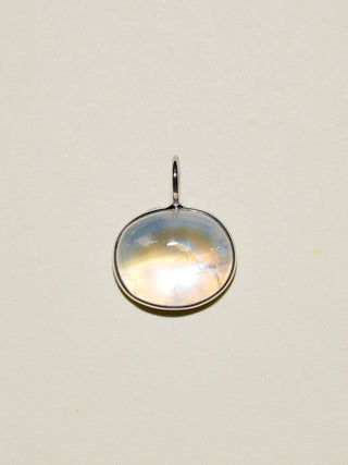 Sugar Water Moonstone East to West Oval Cabochon Charm in White 14k Gold