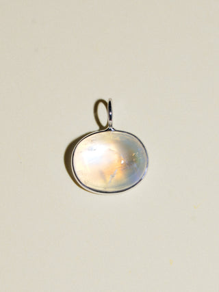 Sugar Water Moonstone East to West Oval Cabochon Charm in White 14k Gold