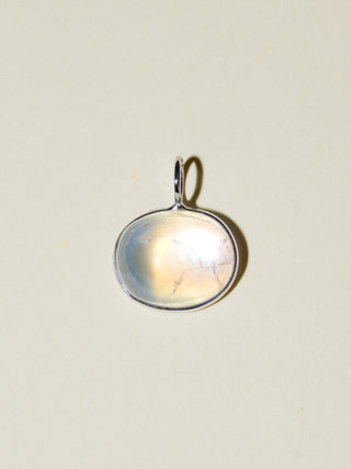 Sugar Water Moonstone East to West Oval Cabochon Charm in White 14k Gold