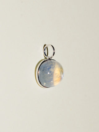 Sugar Water Moonstone East to West Oval Cabochon Charm in White 14k Gold