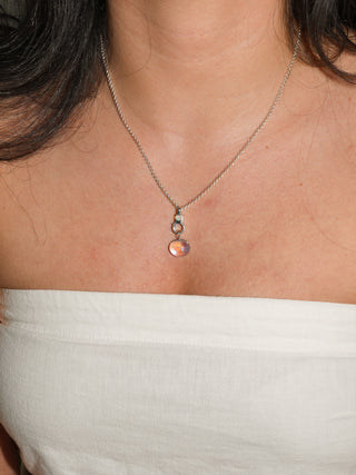 Sugar Water Moonstone East to West Oval Cabochon Charm in White 14k Gold