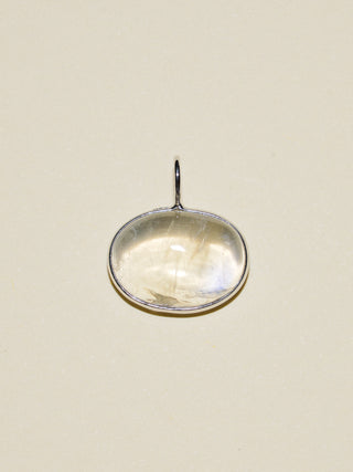 Future Ball Moonstone East to West Oval Cabochon Charm in White 14k Gold