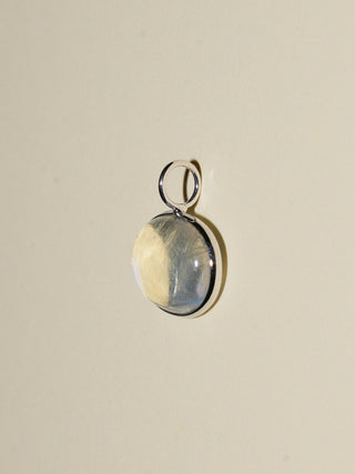 Future Ball Moonstone East to West Oval Cabochon Charm in White 14k Gold