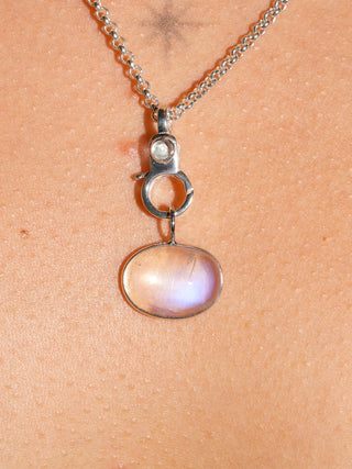 Future Ball Moonstone East to West Oval Cabochon Charm in White 14k Gold