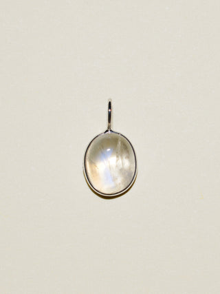 Looking Glass Moonstone Oval Cabochon Charm in White 14k Gold