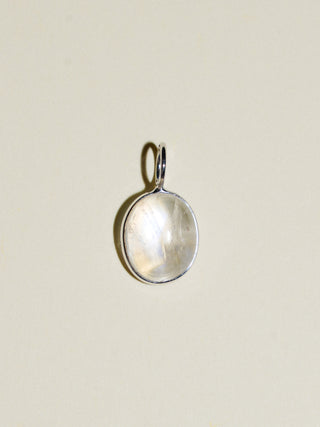 Looking Glass Moonstone Oval Cabochon Charm in White 14k Gold