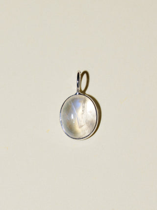 Looking Glass Moonstone Oval Cabochon Charm in White 14k Gold