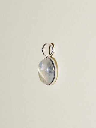 Looking Glass Moonstone Oval Cabochon Charm in White 14k Gold