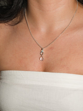 Looking Glass Moonstone Oval Cabochon Charm in White 14k Gold