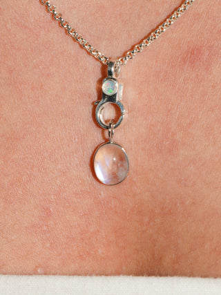Looking Glass Moonstone Oval Cabochon Charm in White 14k Gold
