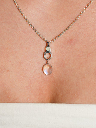 Looking Glass Moonstone Oval Cabochon Charm in White 14k Gold