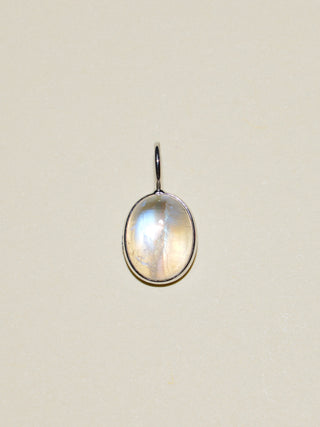 Teary Eyed Moonstone Oval Cabochon Charm in White 14k Gold