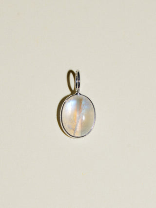 Teary Eyed Moonstone Oval Cabochon Charm in White 14k Gold
