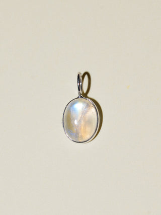 Teary Eyed Moonstone Oval Cabochon Charm in White 14k Gold