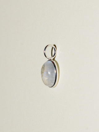 Teary Eyed Moonstone Oval Cabochon Charm in White 14k Gold