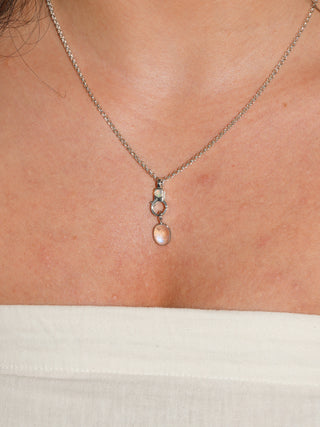 Teary Eyed Moonstone Oval Cabochon Charm in White 14k Gold