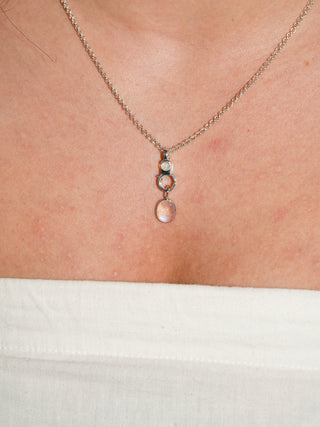 Teary Eyed Moonstone Oval Cabochon Charm in White 14k Gold