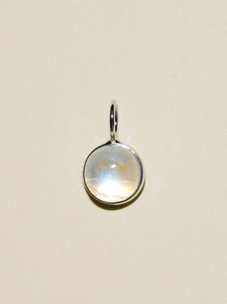 Presents Past Moonstone Round Cabochon Charm in White 14k Gold