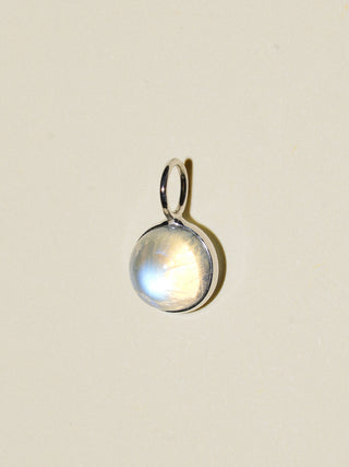 Presents Past Moonstone Round Cabochon Charm in White 14k Gold
