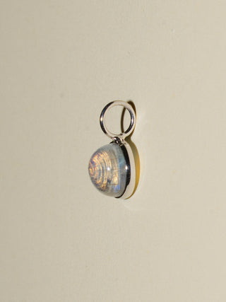 Presents Past Moonstone Round Cabochon Charm in White 14k Gold
