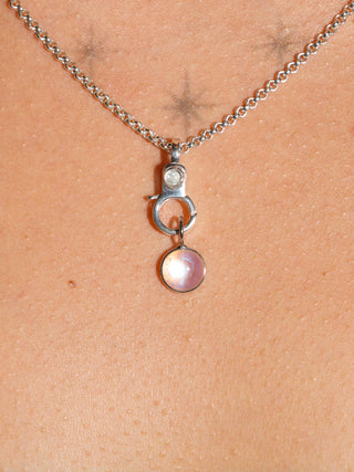 Presents Past Moonstone Round Cabochon Charm in White 14k Gold
