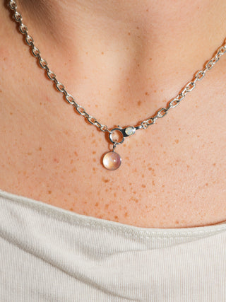 Midnight Romance Moonstone Round Cabochon Charm in White 14k Gold