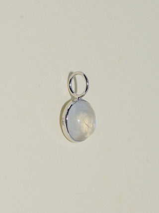 Midnight Romance Moonstone Round Cabochon Charm in White 14k Gold