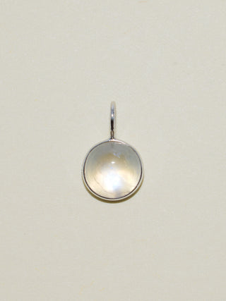 Midnight Romance Moonstone Round Cabochon Charm in White 14k Gold