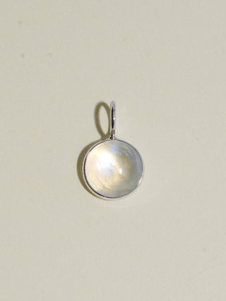 Midnight Romance Moonstone Round Cabochon Charm in White 14k Gold