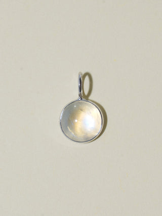 Midnight Romance Moonstone Round Cabochon Charm in White 14k Gold
