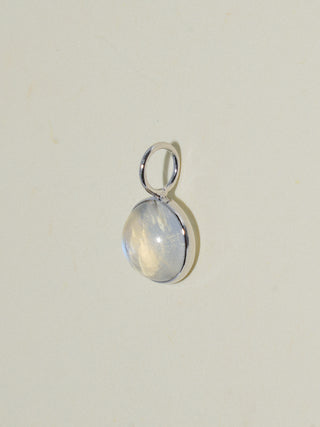 Midnight Romance Moonstone Round Cabochon Charm in White 14k Gold