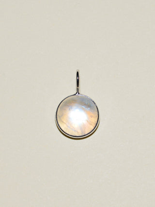 Moon's Reflection Moonstone Oval Cabochon Charm in White 14k Gold