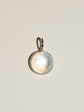 Moon's Reflection Moonstone Oval Cabochon Charm in White 14k Gold