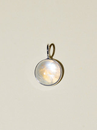 Moon's Reflection Moonstone Oval Cabochon Charm in White 14k Gold