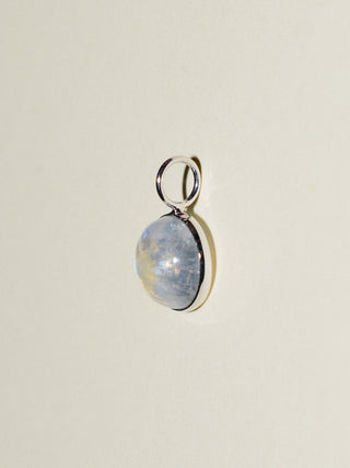 Moon's Reflection Moonstone Oval Cabochon Charm in White 14k Gold
