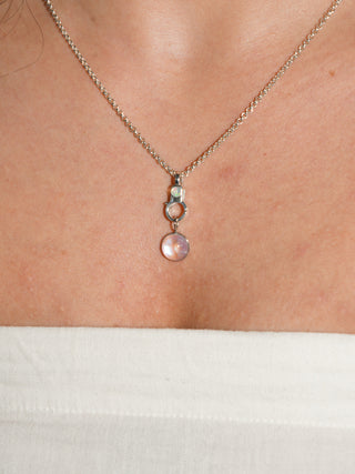 Moon's Reflection Moonstone Oval Cabochon Charm in White 14k Gold