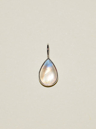 Cry Baby Moonstone Teardrop Cabochon Charm in White 14k Gold