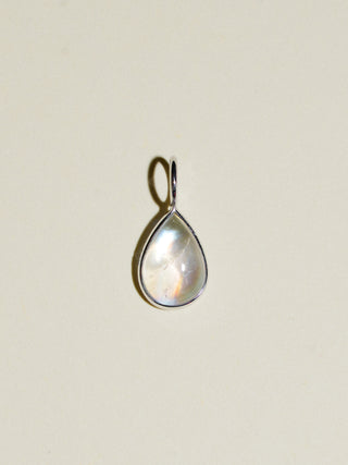 Cry Baby Moonstone Teardrop Cabochon Charm in White 14k Gold