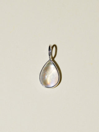Cry Baby Moonstone Teardrop Cabochon Charm in White 14k Gold