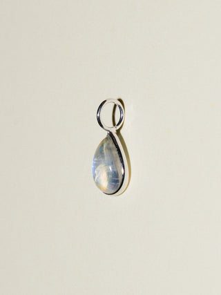 Cry Baby Moonstone Teardrop Cabochon Charm in White 14k Gold
