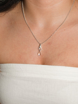Cry Baby Moonstone Teardrop Cabochon Charm in White 14k Gold