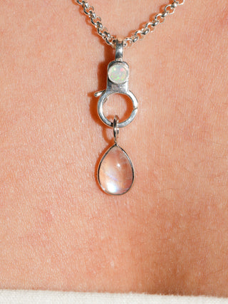 Cry Baby Moonstone Teardrop Cabochon Charm in White 14k Gold